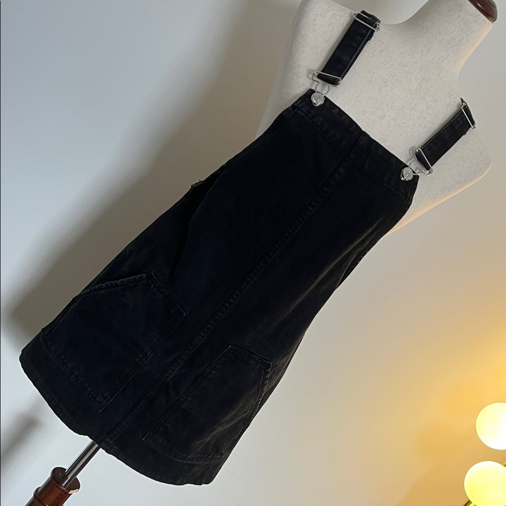 Women's Black Denim Overall Dress